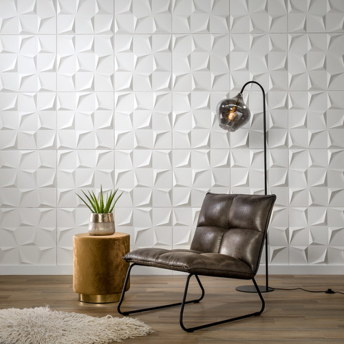 Wallart Beau- Háromszögek 3D környezetbarát falpanel fehér festhető 50x50 cm