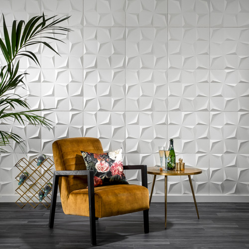 Wallart Beau- Háromszögek 3D környezetbarát falpanel fehér festhető 50x50 cm