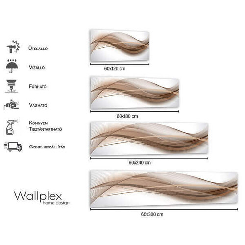 Wallplex falburkoló konyhapanel Barna hullám, 4 méretben, vízálló falburkolat konyhába Wallplex falburkoló konyhapanel Barna hullám, 4 méretben, vízálló falburkolat konyhába
