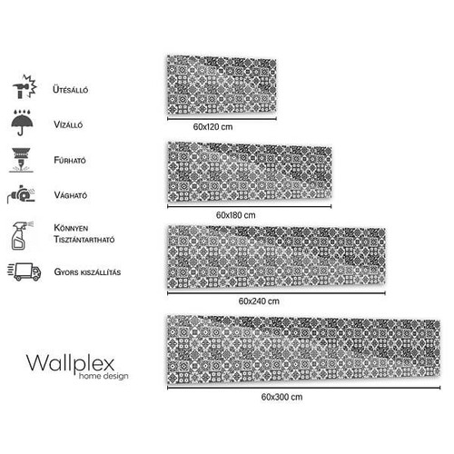Wallplex falburkoló konyhapanel Fekete mozaik, 4 méretben, vízálló falburkolat konyhába Wallplex falburkoló konyhapanel Fekete mozaik, 4 méretben, vízálló falburkolat konyhába