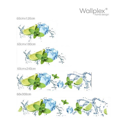 Wallplex falburkoló konyhapanel Lime és jég, 4 méretben, vízálló falburkolat konyhába Wallplex falburkoló konyhapanel Lime és jég, 4 méretben, vízálló falburkolat konyhába