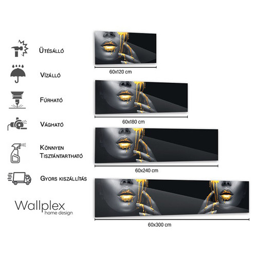 Wallplex falburkoló konyhapanel Black Gold, 4 méretben, vízálló falburkolat konyhába