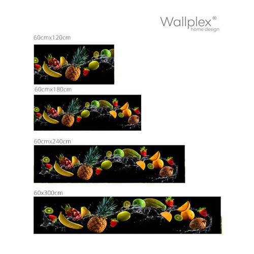 Wallplex falburkoló konyhapanel Fruit splash black, gyümölcsök, 4 méretben, vízálló falburkolat konyhába