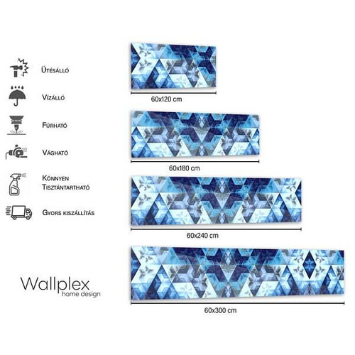 Wallplex falburkoló konyhapanel Kék prizma, 4 méretben, vízálló falburkolat konyhába Wallplex falburkoló konyhapanel Kék prizma, 4 méretben, vízálló falburkolat konyhába
