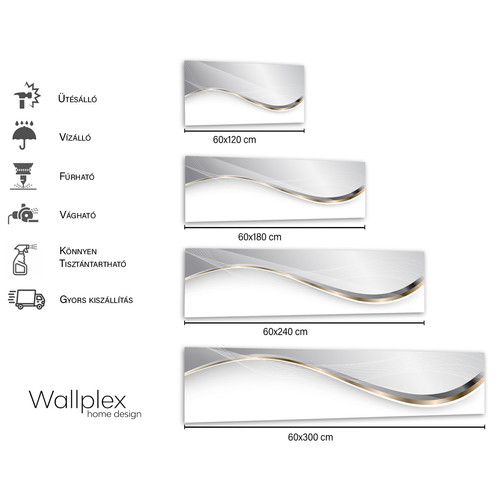 Wallplex falburkoló konyhapanel Szürke hullám, 4 méretben, vízálló falburkolat konyhába Wallplex falburkoló konyhapanel Szürke hullám, 4 méretben, vízálló falburkolat konyhába