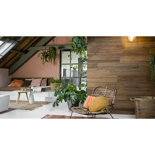 Wood-Look Natural Oak Saddle Brown - Barna természetes tölgy famintás vízálló vinyl falpanel Wood-Look Natural Oak Saddle Brown - Barna természetes tölgy famintás vízálló vinyl falpanel