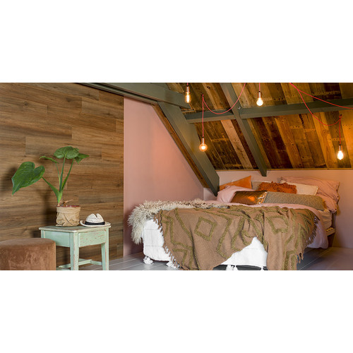 Wood-Look Natural Oak Saddle Brown - Barna természetes tölgy famintás vízálló vinyl falpanel Wood-Look Natural Oak Saddle Brown - Barna természetes tölgy famintás vízálló vinyl falpanel