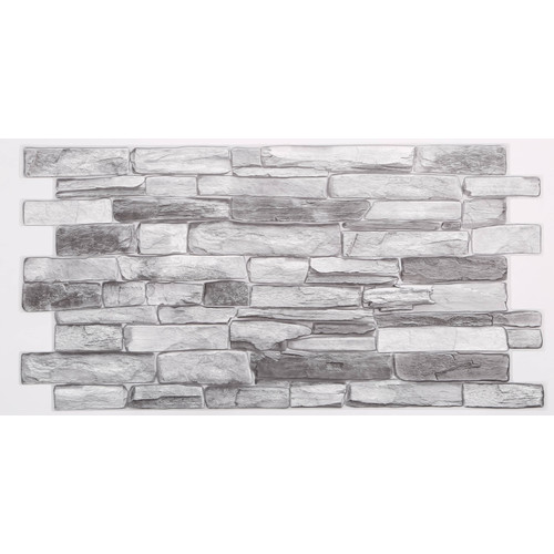 FLEXWALL PVC falpanel Grey Stone szürke kő PVC falpanel 98x49,5 cm, beltéri falburkolat