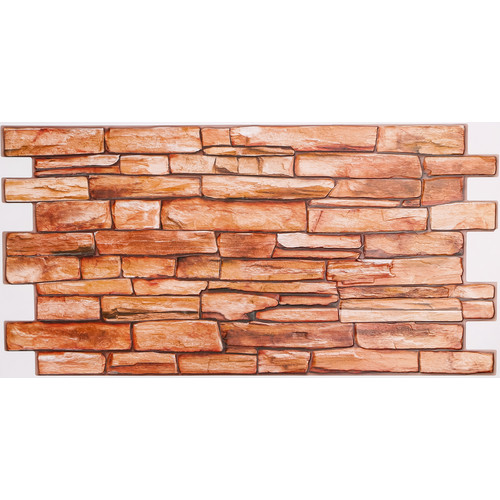 FLEXWALL PVC falpanel Karelian kőmintás barna 98×49,5 cm, beltéri falburkolat