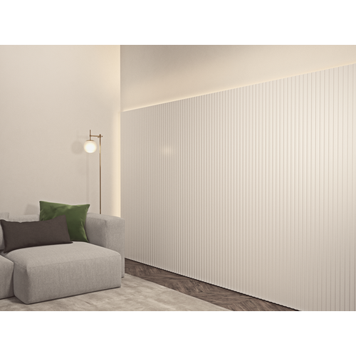LEER-003 bordázott festhető lamellás falpanel, MDF panel skandináv stílus (68x200cm)