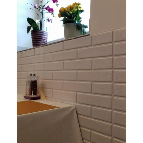 M-FLEX PVC dekor falburkolat téglamintás panel-3, műanyag fehér színben M-FLEX PVC dekor falburkolat téglamintás panel-3, műanyag fehér színben
