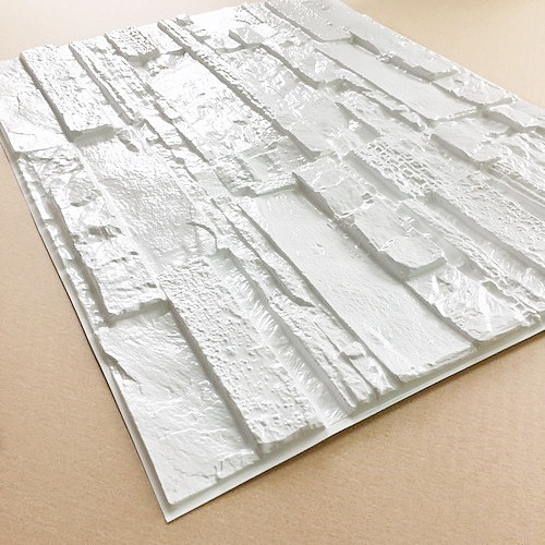 M-FLEX PVC falburkolat hasított kő dekor panel-14, fehér színben, vízálló beltéri M-FLEX PVC falburkolat hasított kő dekor panel-14, fehér színben, vízálló beltéri