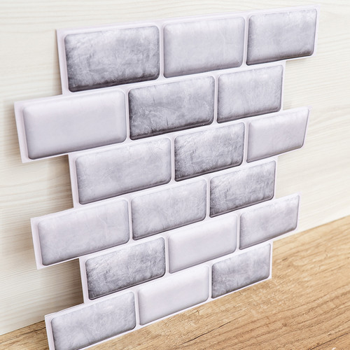 Öntapadós szivacsos szürkésfehér tégla falpanel 30x30 cm (4 db)