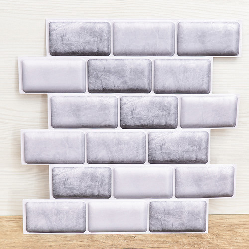 Öntapadós szivacsos szürkésfehér tégla falpanel 30x30 cm (4 db)