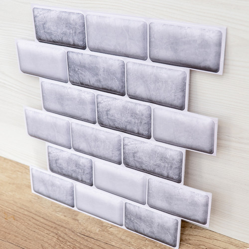 Öntapadós szivacsos szürkésfehér tégla falpanel 30x30 cm (4 db)