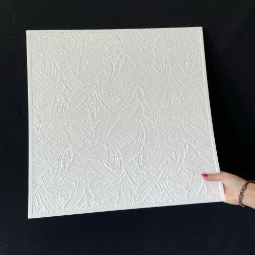 Álmennyezet - Ipoly modern egyszerű fehér festhető polisztirol álmennyezeti lap, hungarocell mennyezet burkolat (50x50cm)
