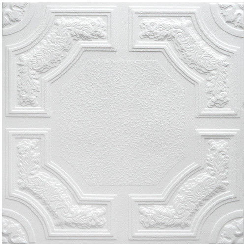Álmennyezet - Marbet CARACAS dekoratív hungarocell polisztirol fehér festhető mennyezeti burkolólap (50x50cm) nútos