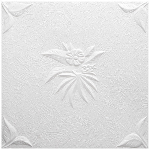 Álmennyezet - Marbet NATURA virágmintás polisztirol EPS mennyezeti 3d dekor burkolólap festhető (50x50cm) nútos