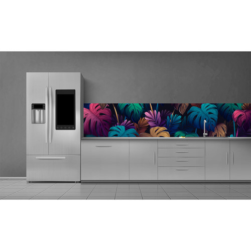 Soner törés- és hőálló konyhai hátfal színes levelek mintában 60x120 cm KF10 Soner törés- és hőálló konyhai hátfal színes levelek mintában 60x120 cm KF10