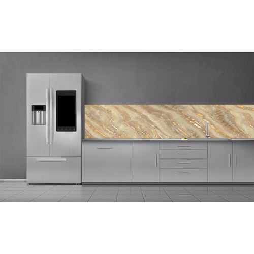 Soner törés- és hőálló konyhai hátfal arany márvány mintában 60x120 cm KF2 Soner törés- és hőálló konyhai hátfal arany márvány mintában 60x120 cm KF2