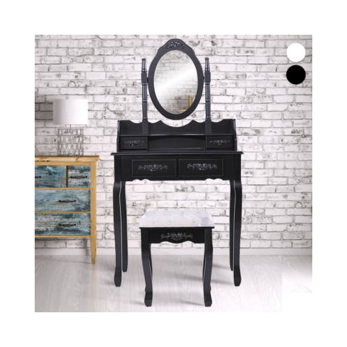 Tükrös fésülködő asztal székkel, Rome - fekete