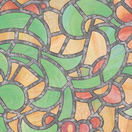 10003 - Reims zöld sárga ólomüveg öntapadós üvegfólia  45 cm x 15 m