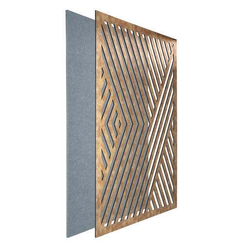 DehalQ akusztikus 60x90 cm mintázat-1  falpanel világos szürke filc alappal  óarany színű előlappal 