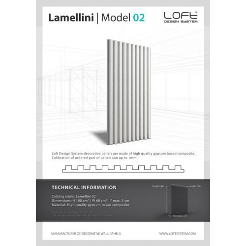 Loft Lamellini 02 bordázott lamellás gipsz falpanel