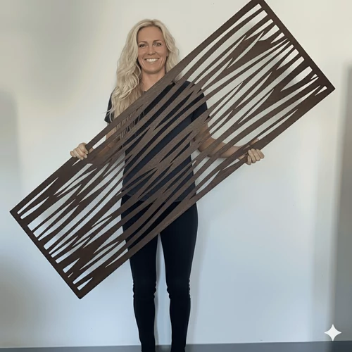 Fali dekorpanel, hullám minta, 50x150 cm, 3 mm HDF - fekete