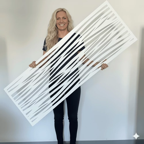 Fali dekorpanel, hullám minta, 50x150 cm, 3 mm HDF - fekete