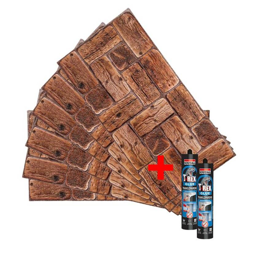 Old Wood PVC falpanel csomag (10 db falpanel és 2 db ragasztó)