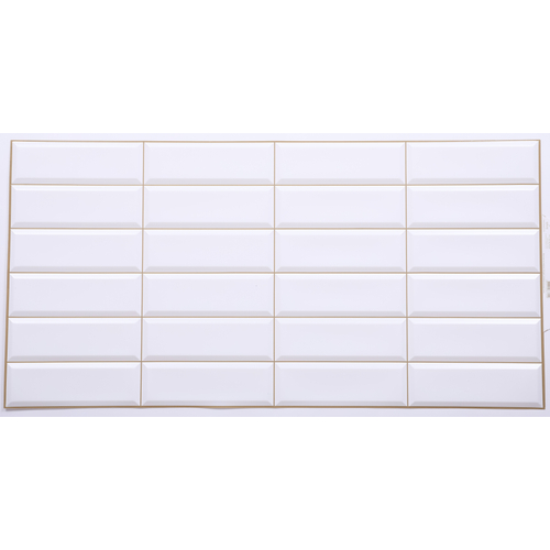 FLEXWALL White Beige Seam - Fehér csempe bézs fuga PVC falpanel, 95,5x48 cm