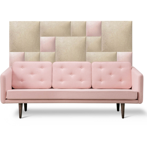 Bézs színű modern textil falvédő-20 (200x75 cm) rózsaszín falpanelekkel