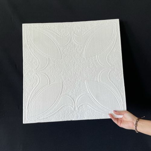 Nyíregyháza virág mintás EPS fehér festhető polisztirol álmennyezet burkolólap (50x50cm)