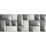 Ezüst, fehér műbőr falvédő-136 V-56 ágy faldekoráció (200x75 cm)