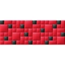 Piros színű műbőr falvédő fekete elemekkel-24 faldekoráció (200x75 cm)