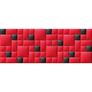 Piros színű műbőr falvédő fekete elemekkel-24 faldekoráció (200x75 cm)