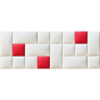 Fehér színű műbőr falvédő piros elemekkel-7 faldekoráció (200x75 cm)