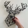 Kép 8/14 - Fali dekoráció, szarvas , 47,5x47,5 cm, 3 mm HDF - antracit színű fa falburkolat FPD-11