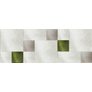 Fehér színű modern textil falvédő-21 (200x75 cm) zöld és szürke falpanelekkel