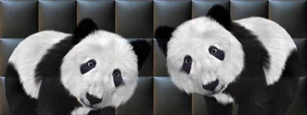 Black panda állatos 3d nyomtatott műbőr falvédő (200x75 cm), ágy mögé falburkolat